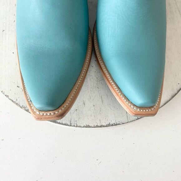 NEW Lane EMMA JANE Turquoise Cowboy Bootie Womens 9.5 Leather Short Ankle Boots - Picture 6 of 11